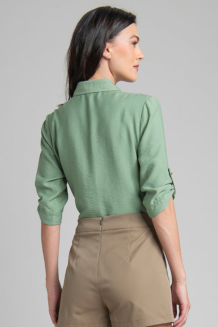 Blusa Camisera Con Elevador En Mangas