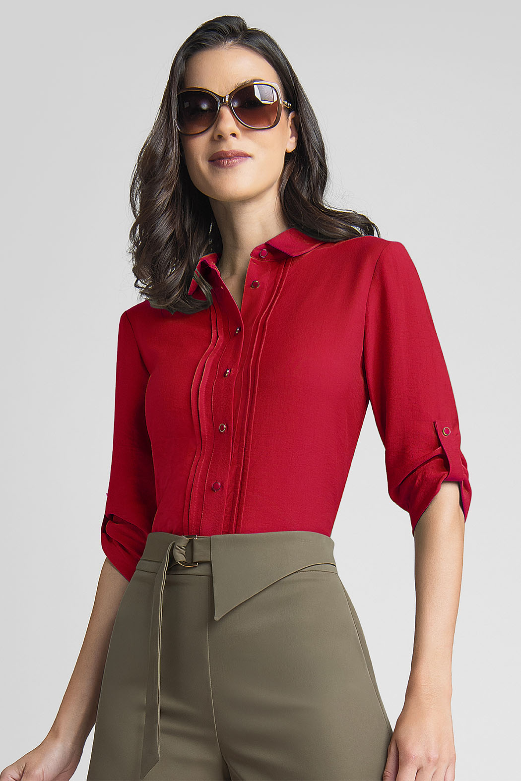 Blusa Camisera Con Elevador En Mangas