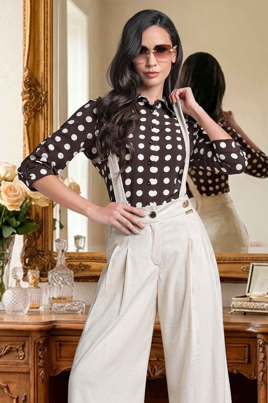 Blusa Con Estampado De Lunares