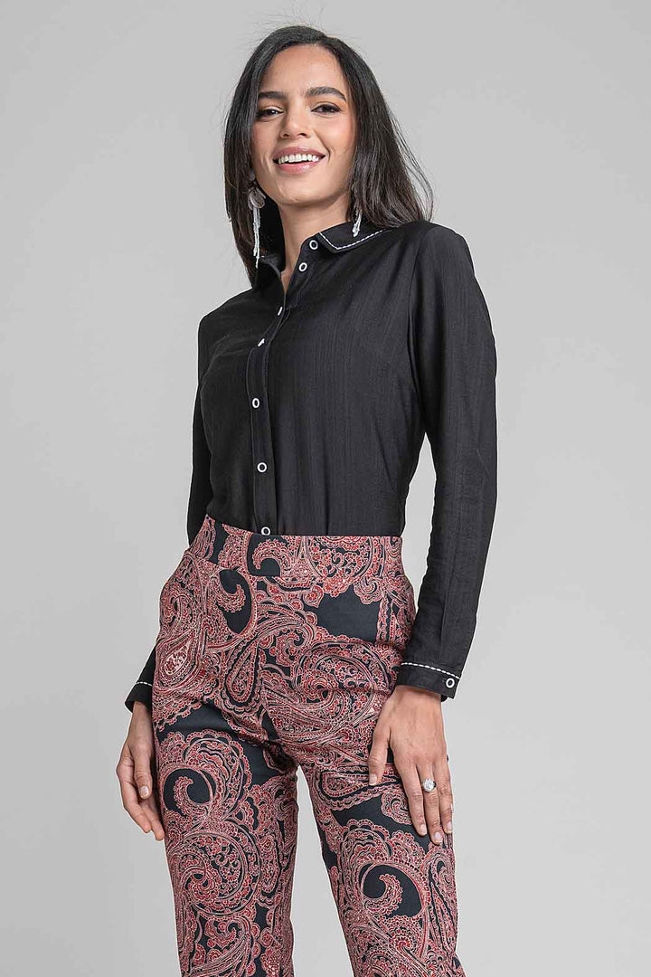 Blusa Camisera Con Manga Larga