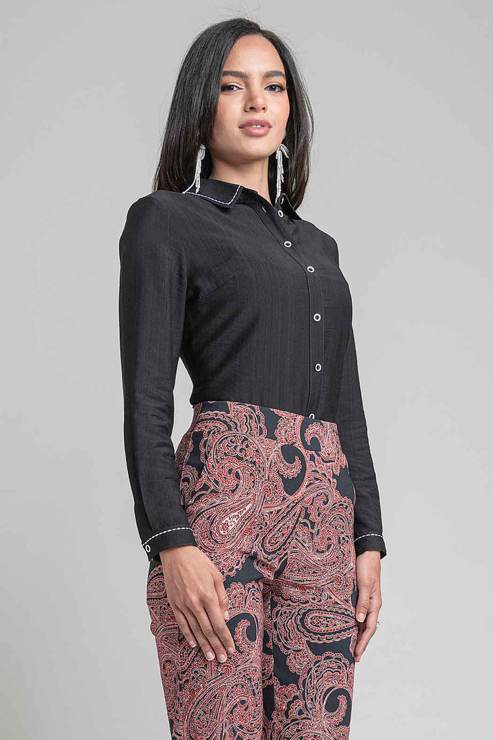 Blusa Camisera Con Manga Larga