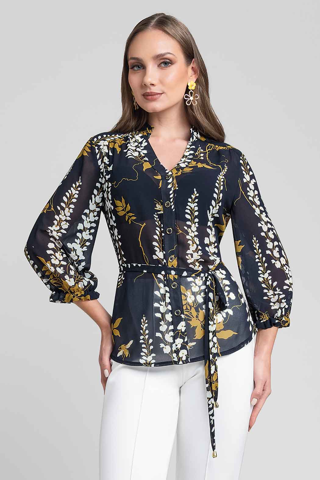 Blusa Con Estampado De Flores