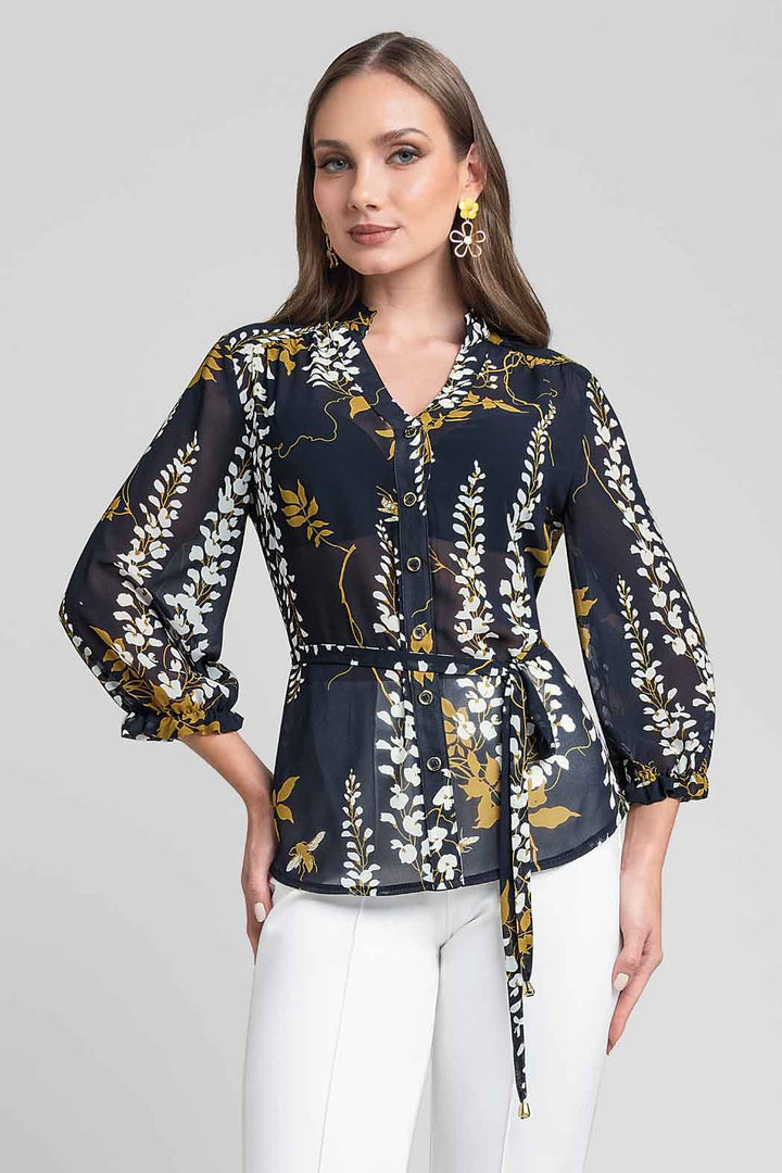 Blusa Con Estampado De Flores