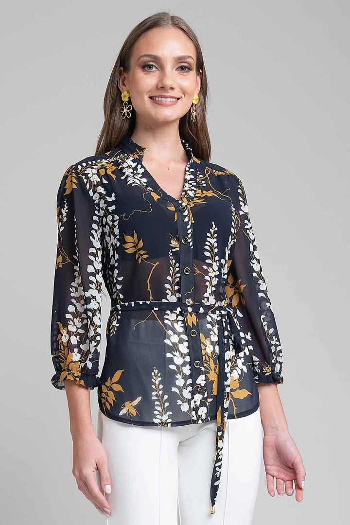 Blusa Con Estampado De Flores