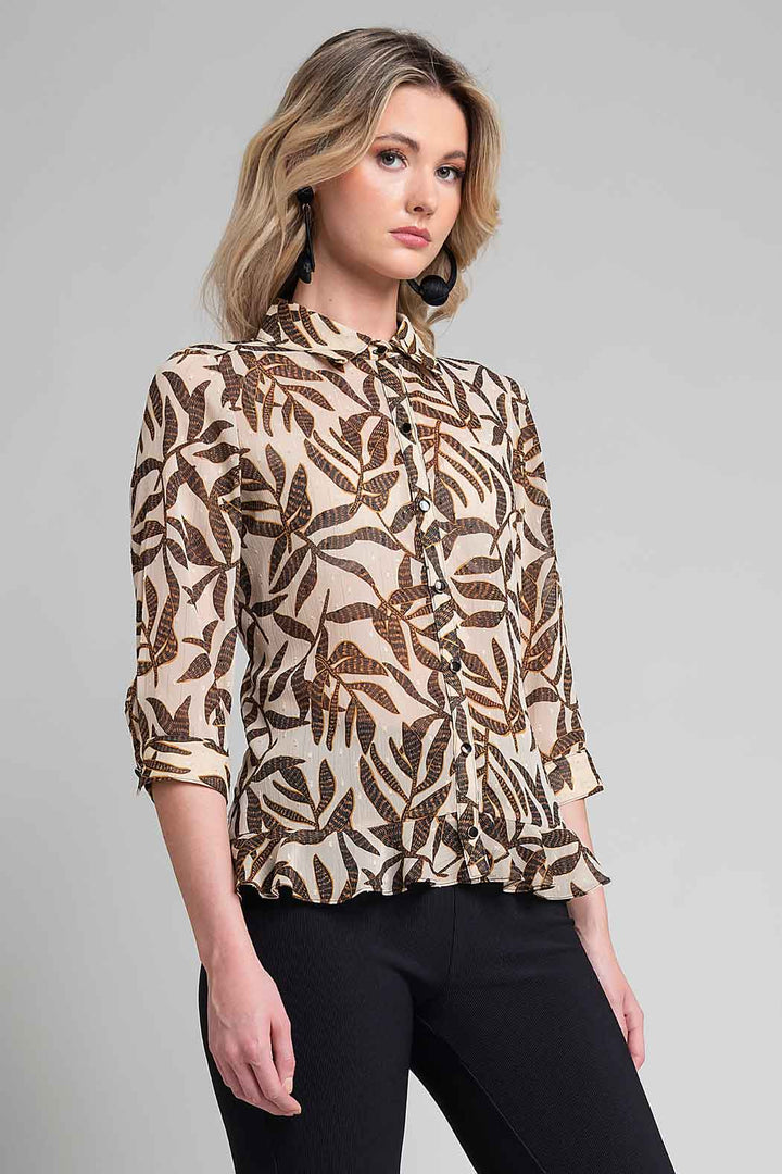 Blusa Con Estampado De Hojas