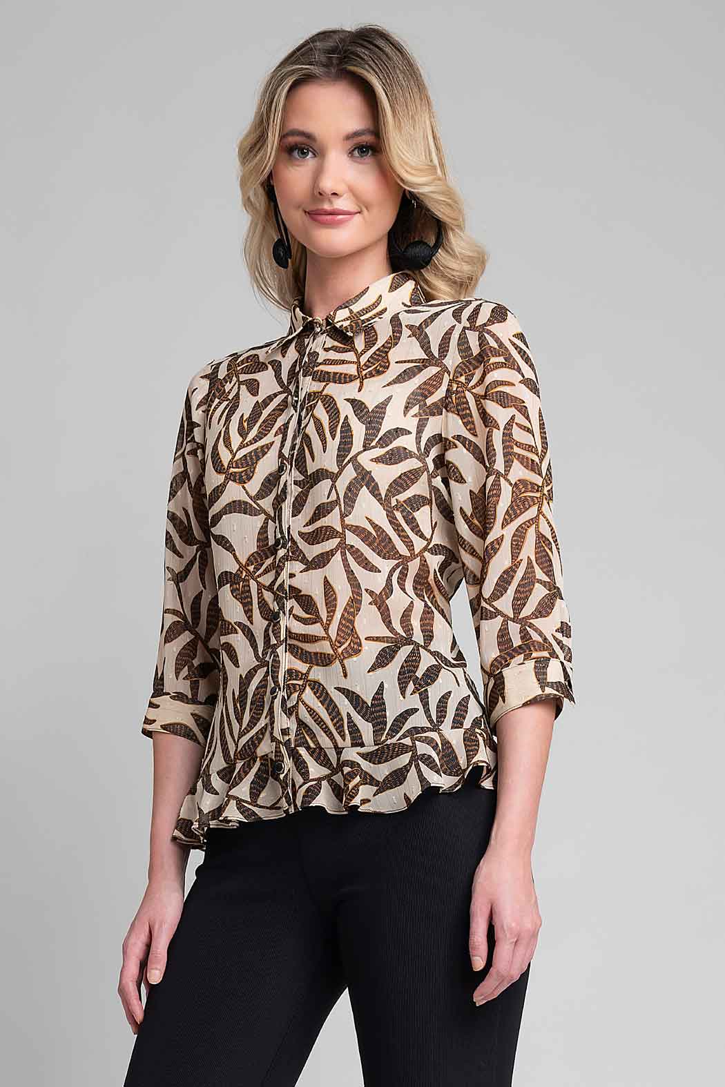 Blusa Con Estampado De Hojas