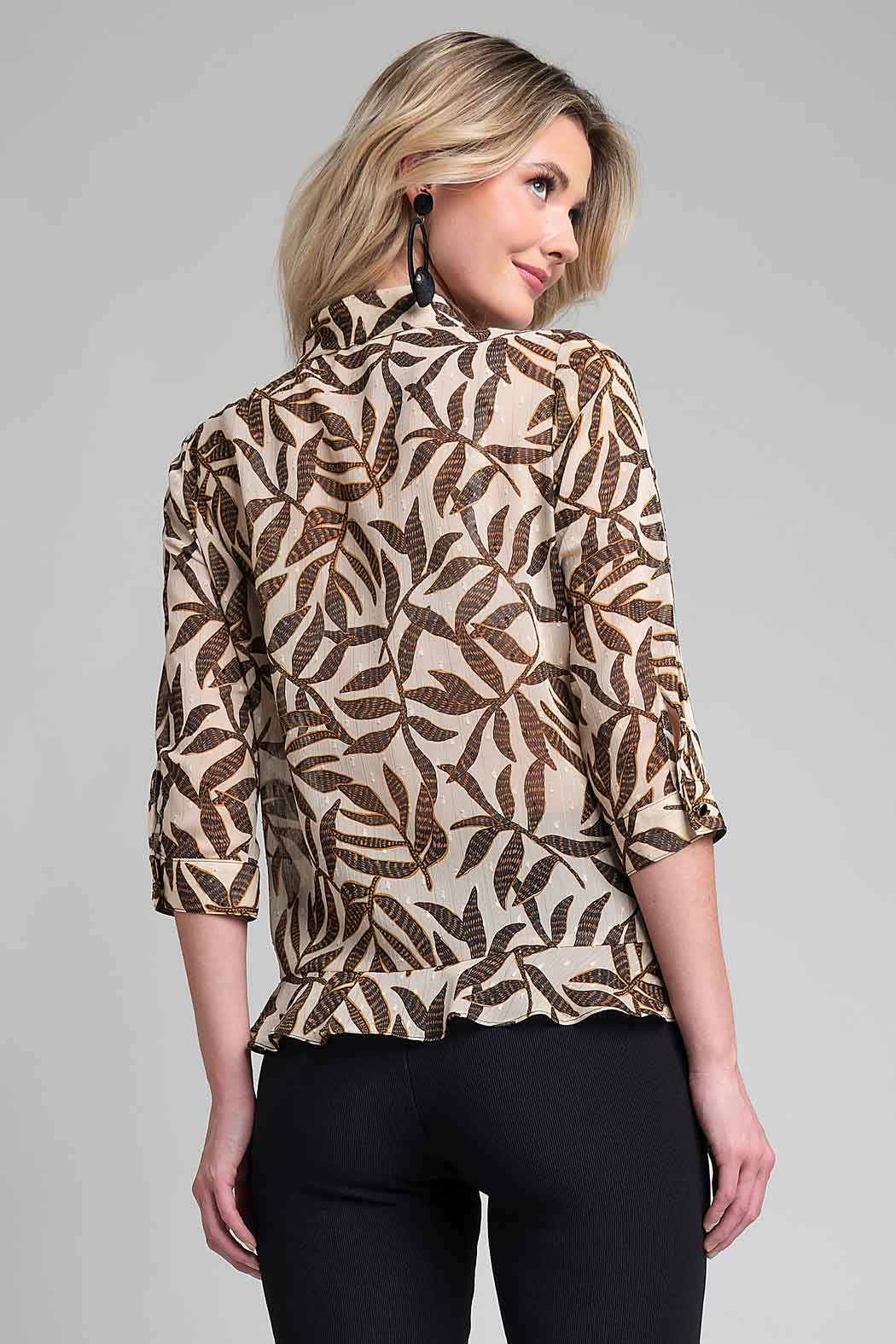 Blusa Con Estampado De Hojas