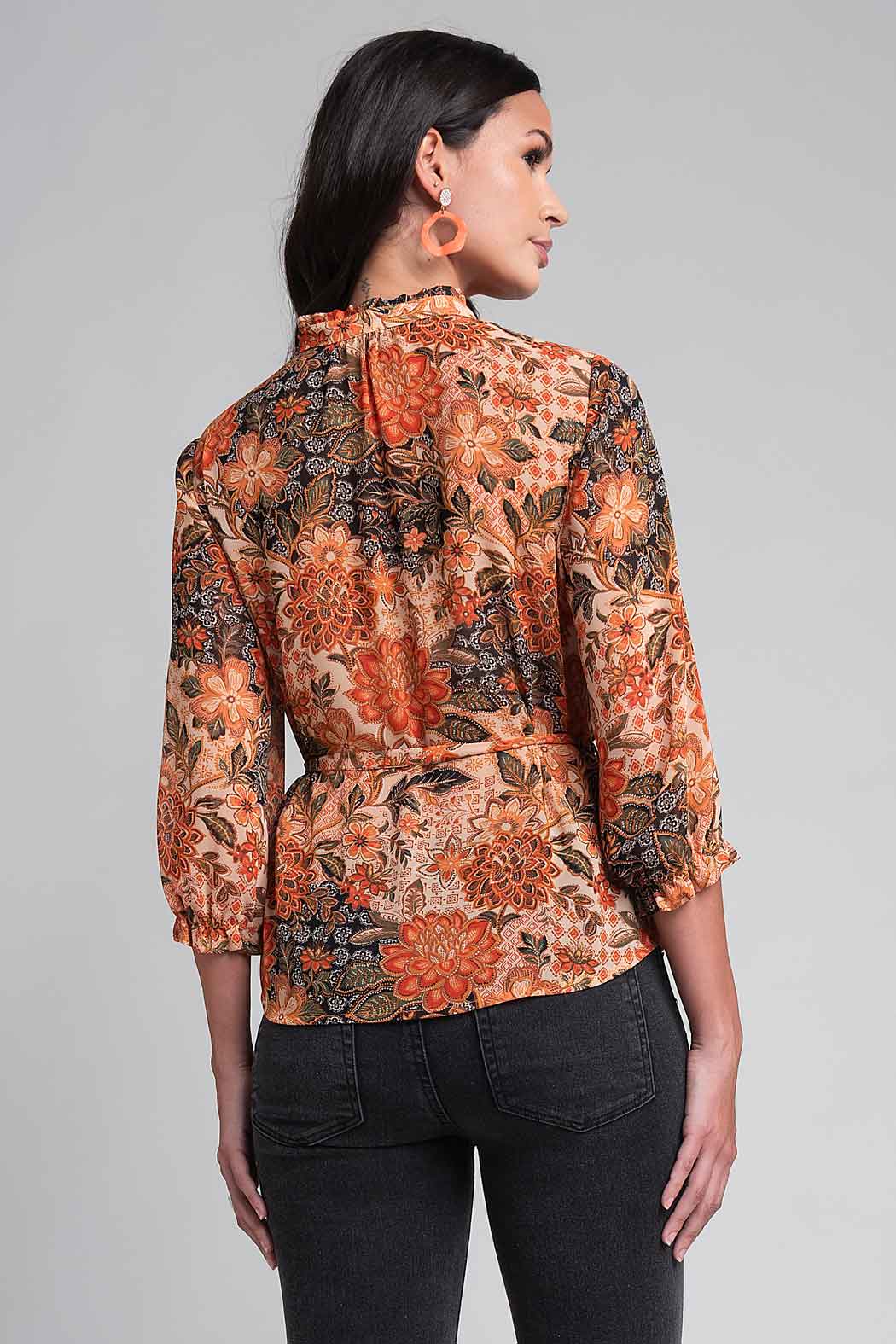 Blusa Estampada Con Manga 3/4