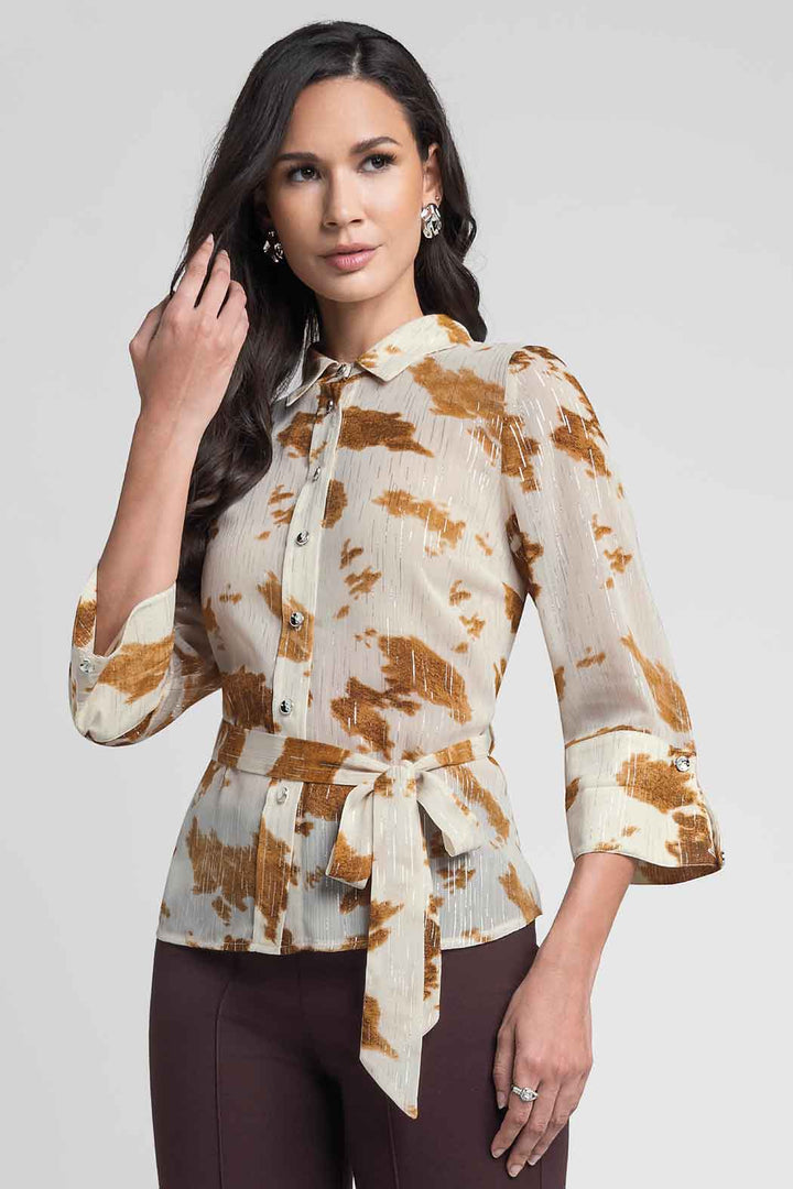 Blusa Estampada Con Botones Frontales