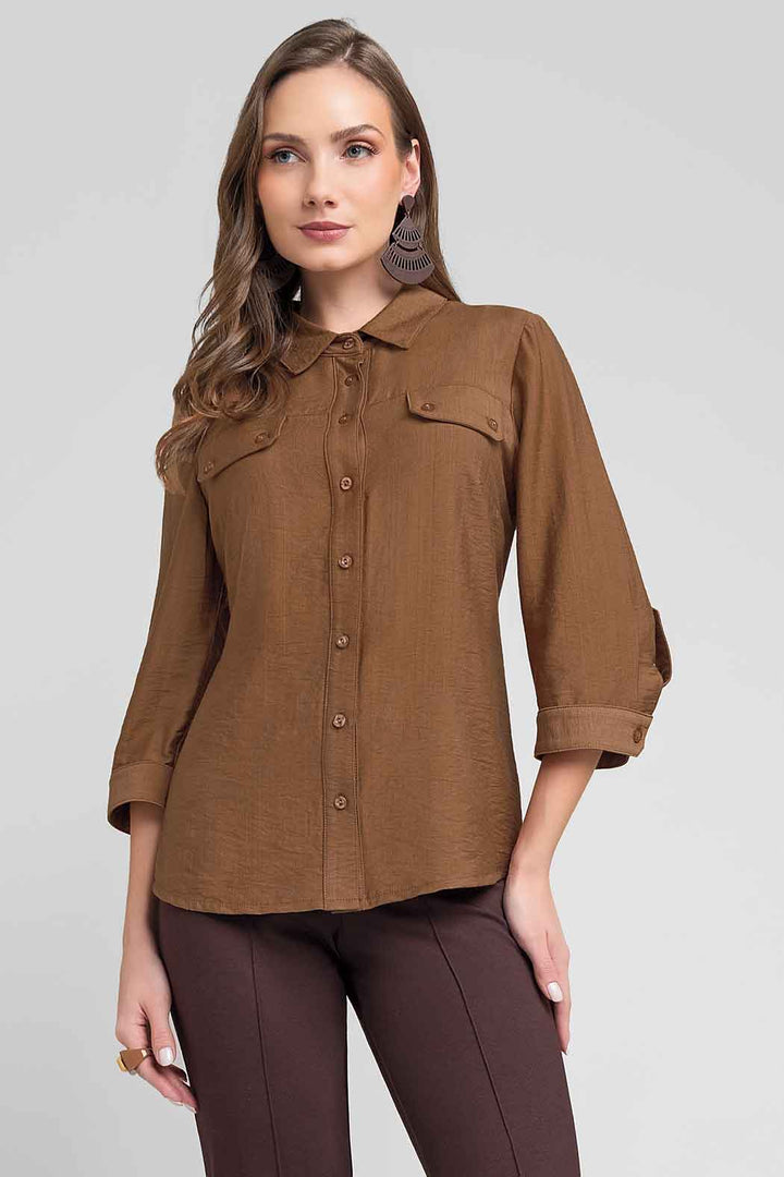 Blusa Camisera Con Manga 3/4