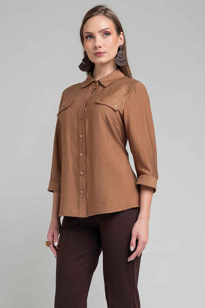 Blusa Camisera Con Manga 3/4