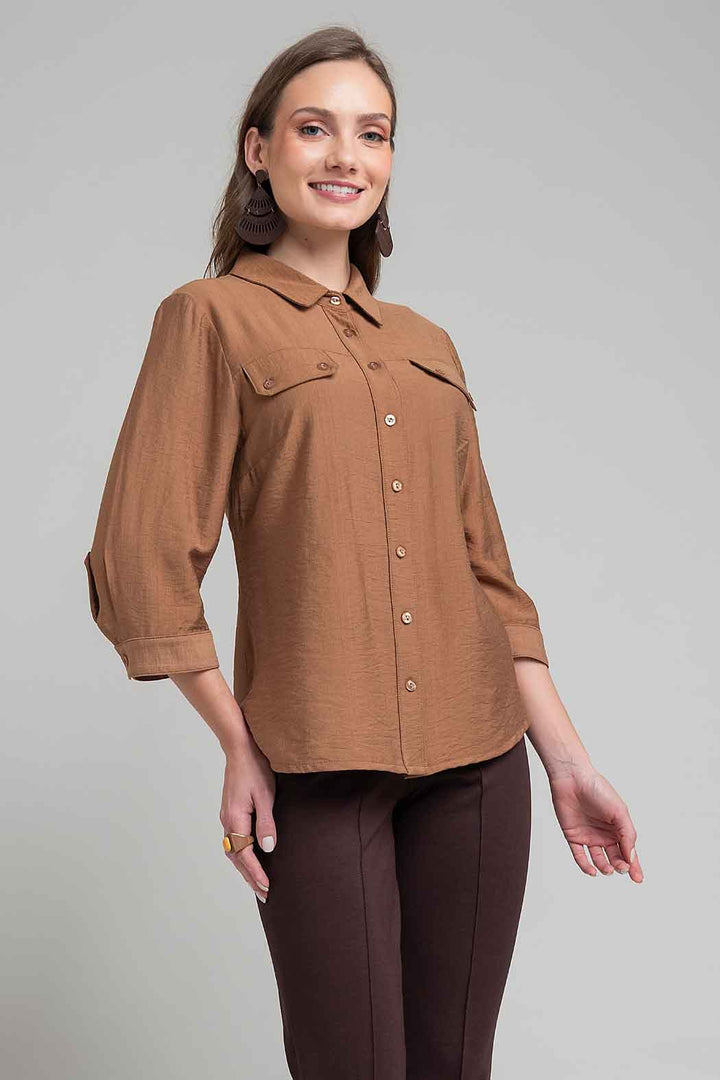 Blusa Camisera Con Manga 3/4