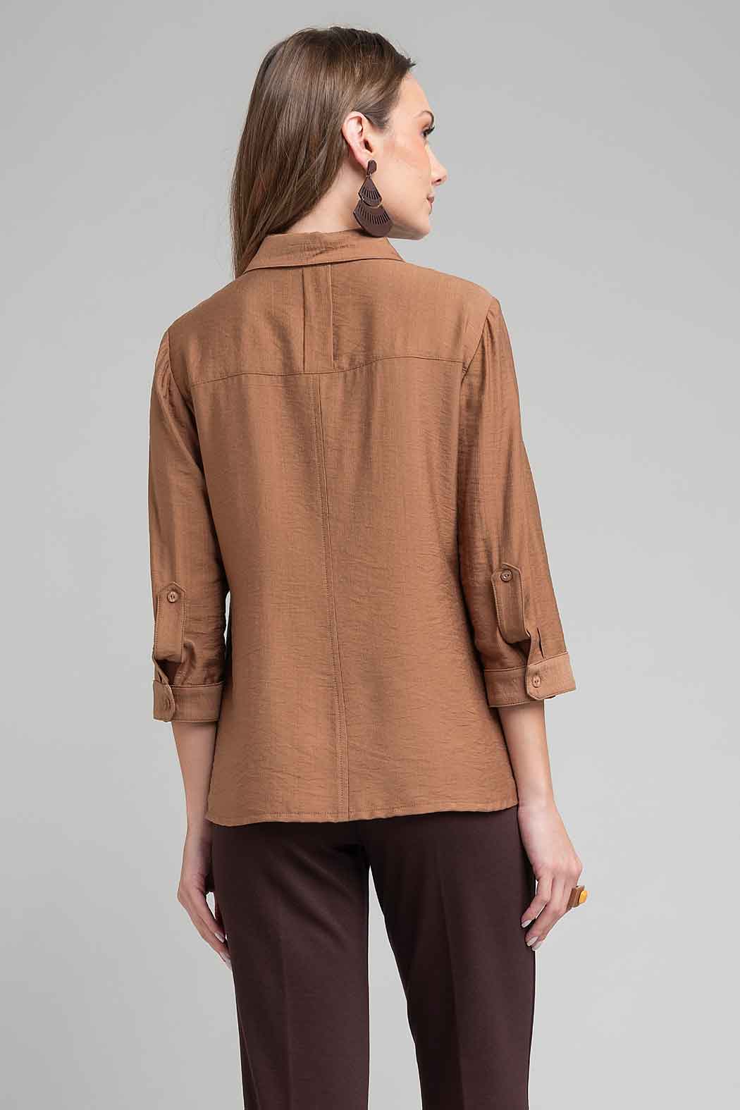 Blusa Camisera Con Manga 3/4