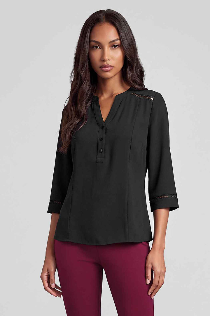 Blusa Con Manga 3/4 Y Cuello V