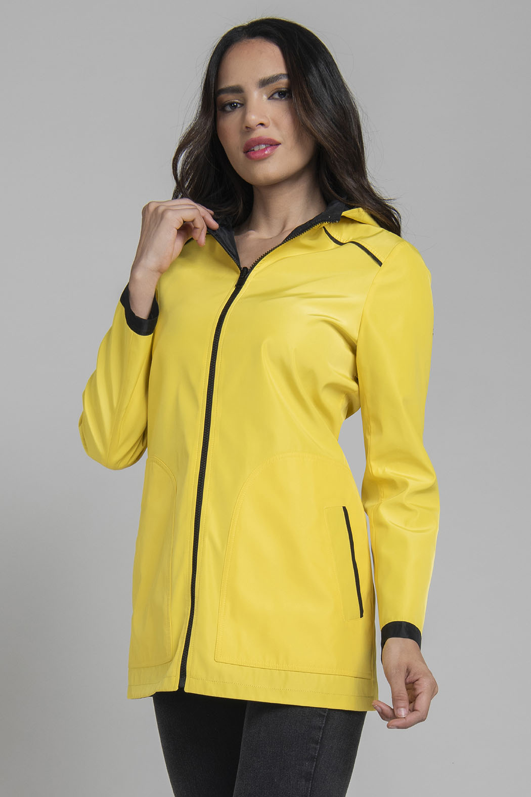 Gabardina De Doble Vista Con Gorro