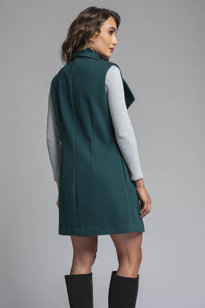 Chaleco Largo Con Solapa Y Broche Al Frente