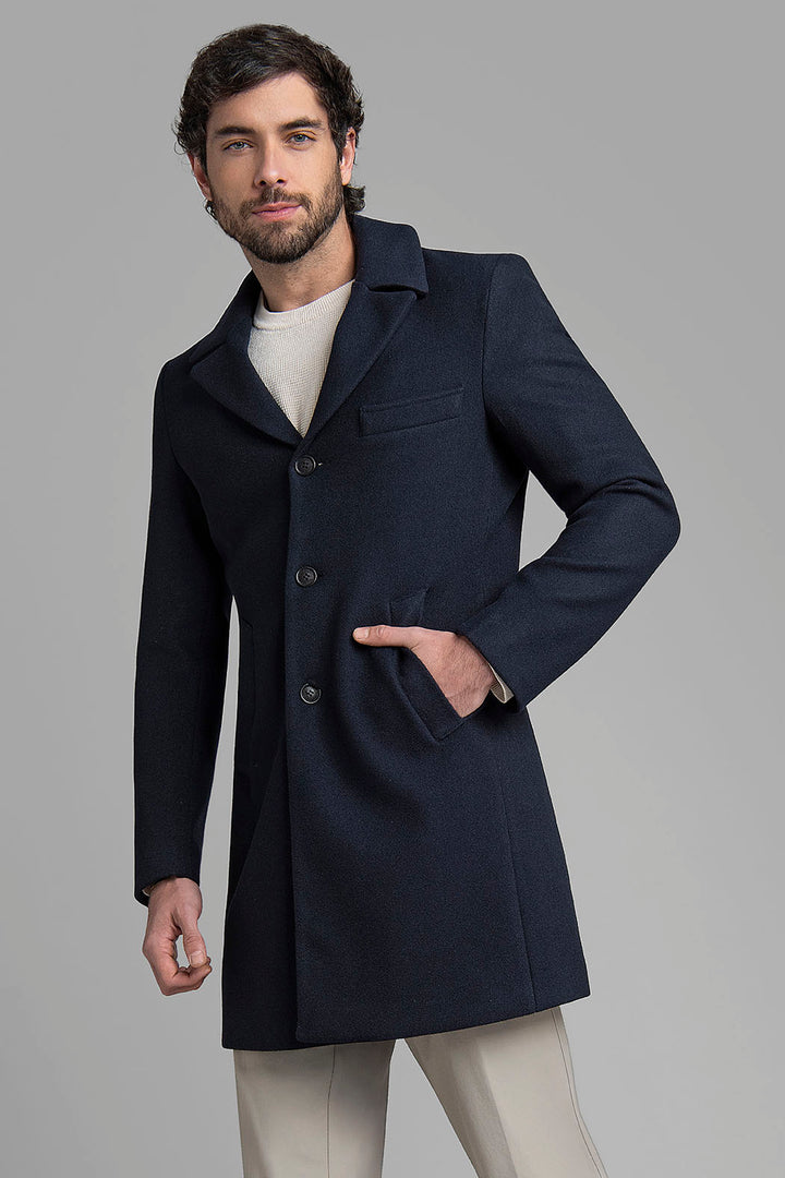 Abrigo Con Solapa Y Botones Al Frente
