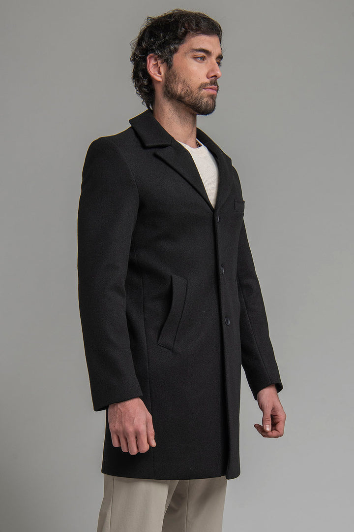 Abrigo Con Solapa Y Botones Al Frente