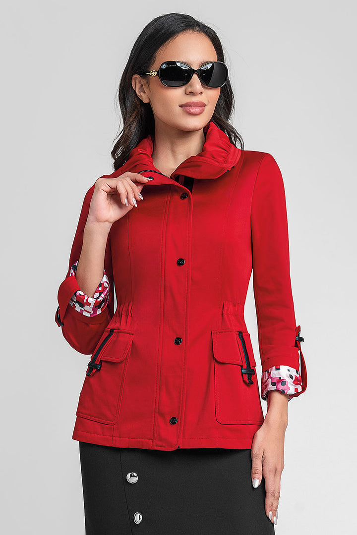 Gabardina Con Cuello Plisado