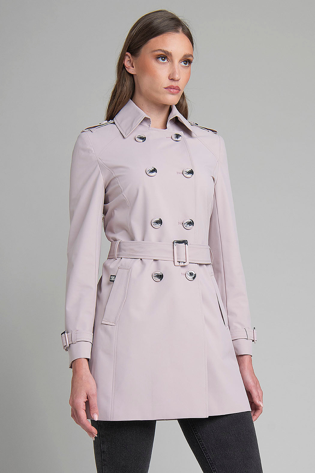 Gabardina Con Botones Al Frente Cuzados