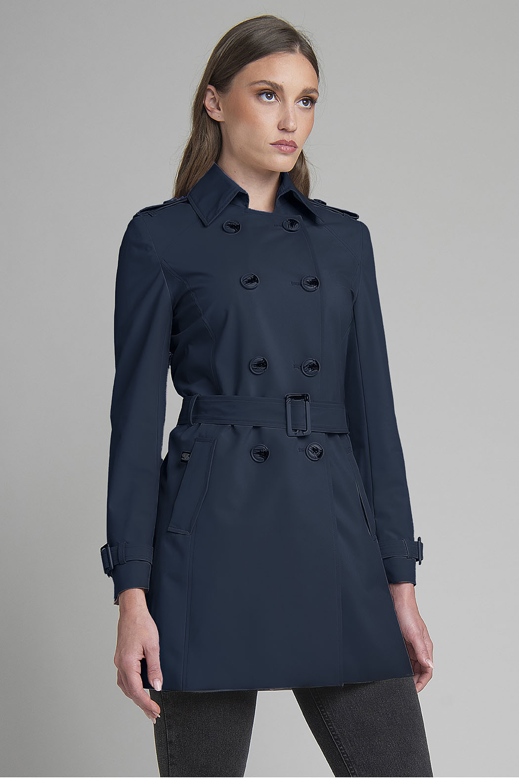 Gabardina Con Botones Al Frente Cuzados