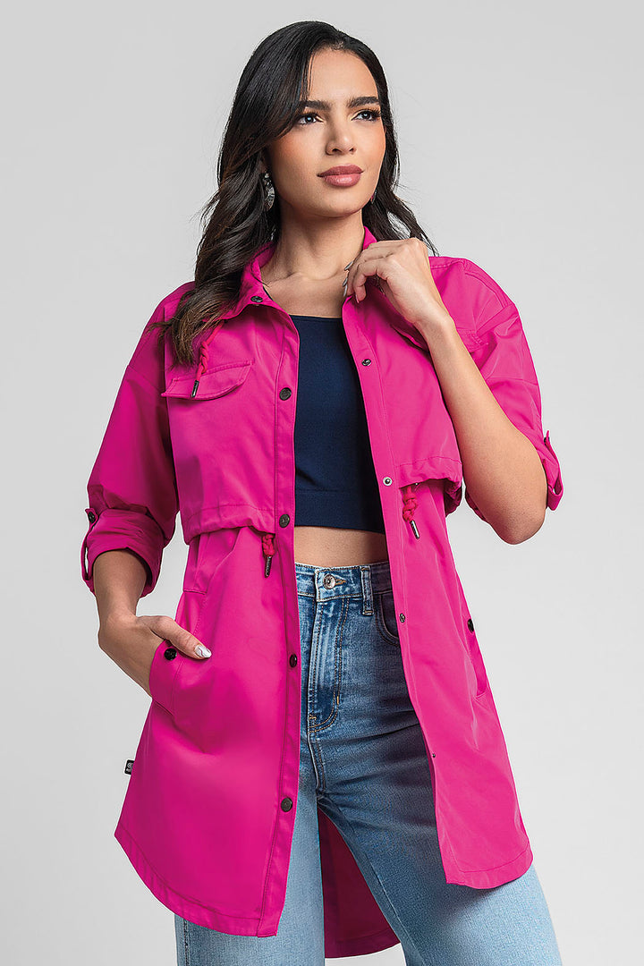 Gabardina Larga Con Cuello Alto