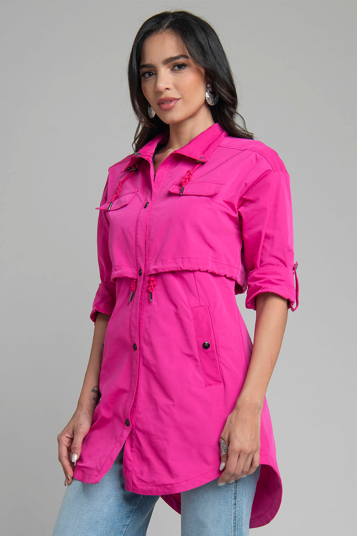 Gabardina Larga Con Cuello Alto