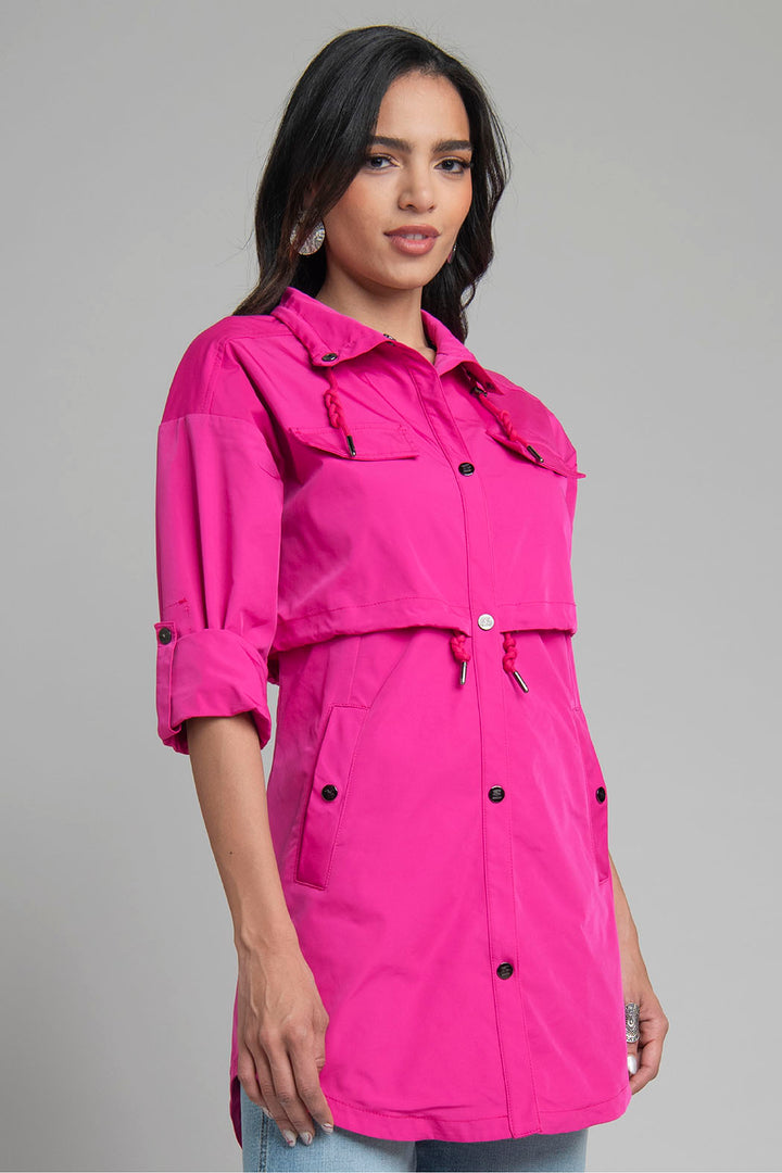 Gabardina Larga Con Cuello Alto