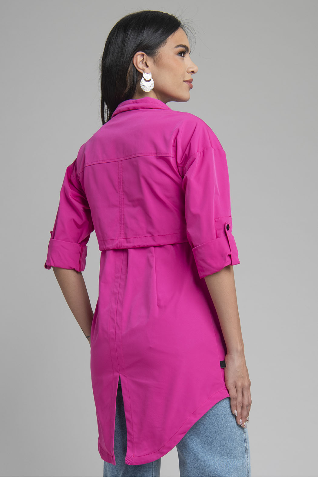 Gabardina Larga Con Cuello Alto