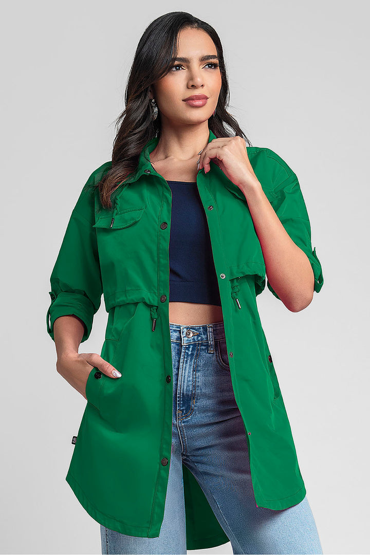Gabardina Larga Con Cuello Alto