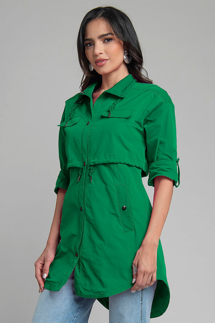 Gabardina Larga Con Cuello Alto