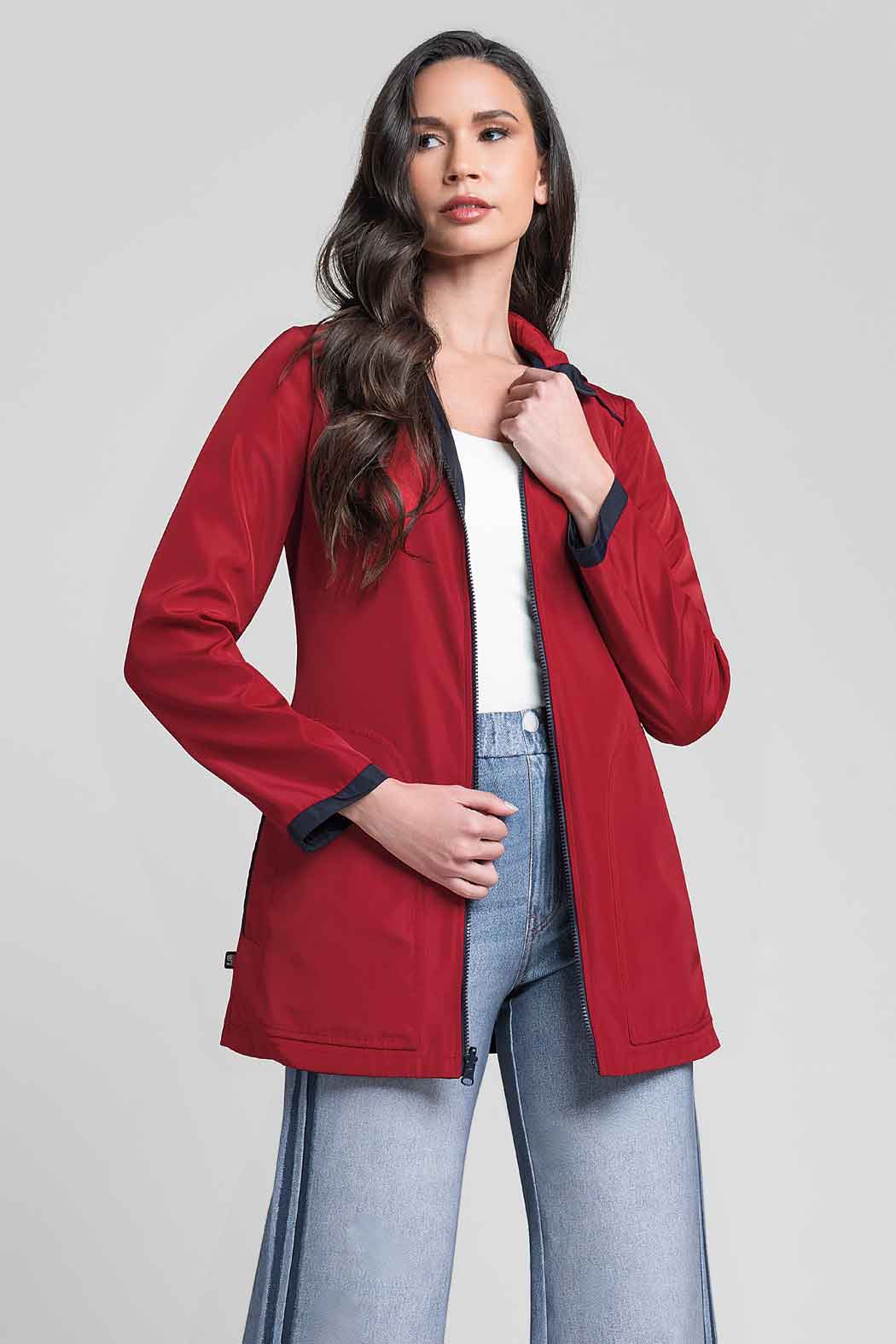 Gabardina De Doble Vista Con Capucha Desmontable