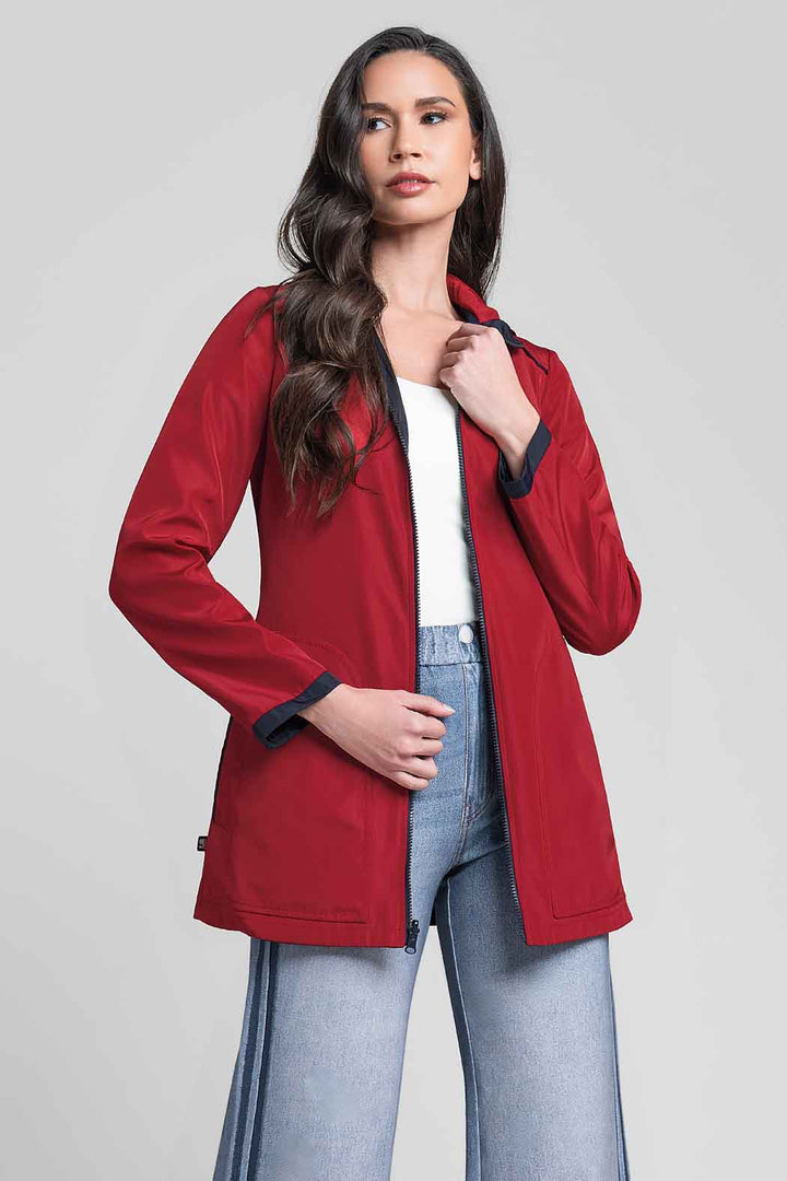 Gabardina De Doble Vista Con Capucha Desmontable