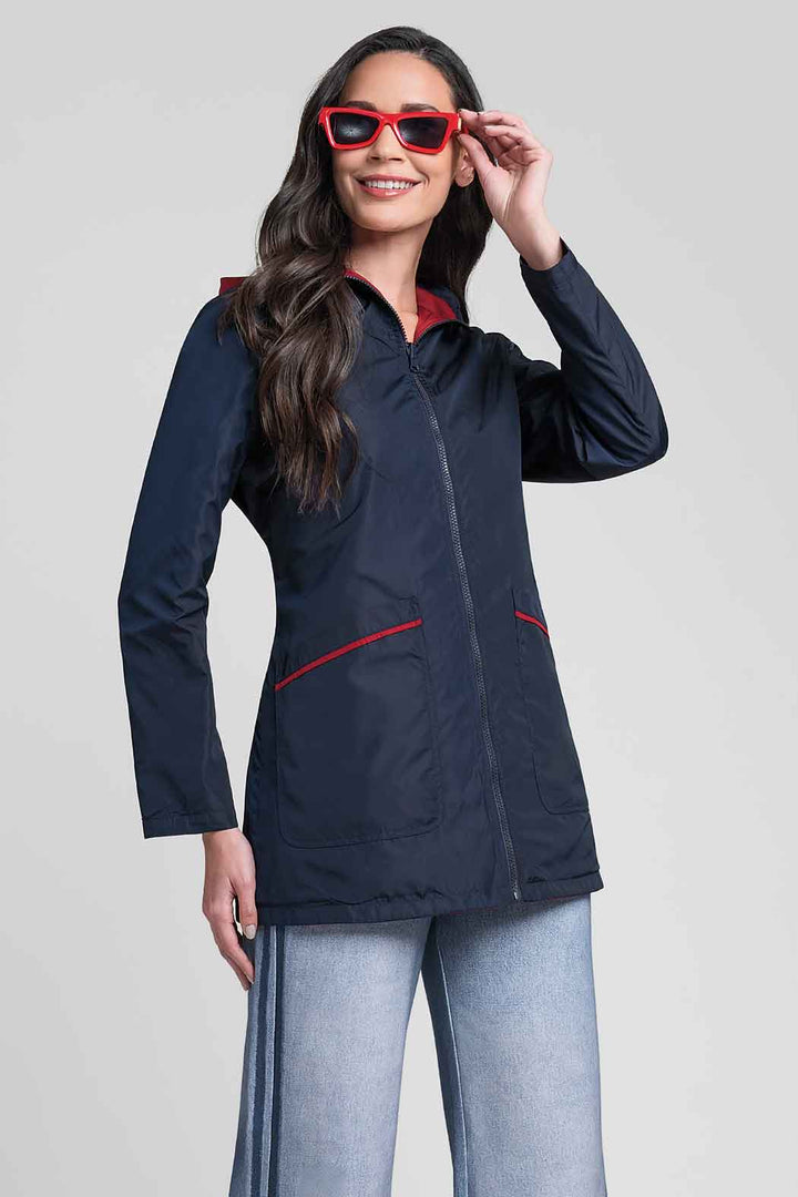 Gabardina De Doble Vista Con Capucha Desmontable