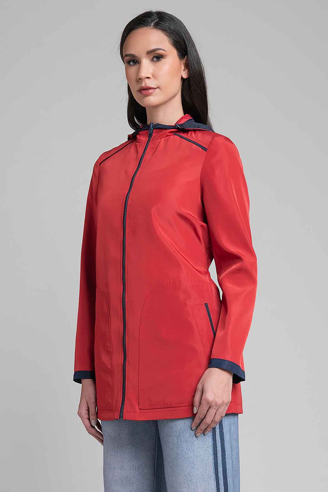 Gabardina De Doble Vista Con Capucha Desmontable