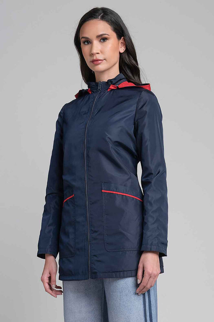 Gabardina De Doble Vista Con Capucha Desmontable