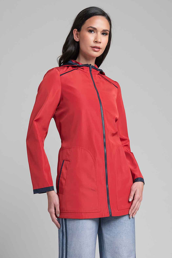 Gabardina De Doble Vista Con Capucha Desmontable
