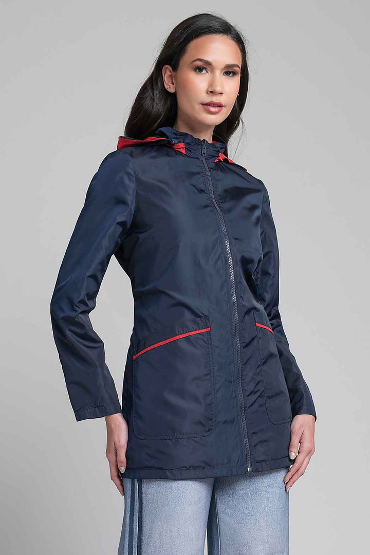 Gabardina De Doble Vista Con Capucha Desmontable