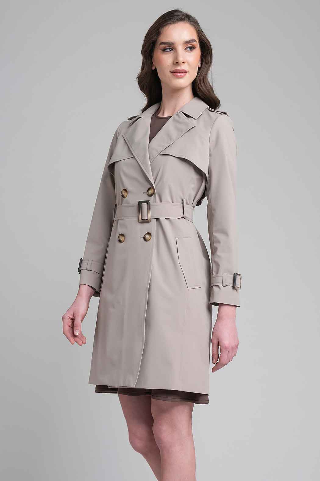 Gabardina De Doble Cruze Y Cinturon