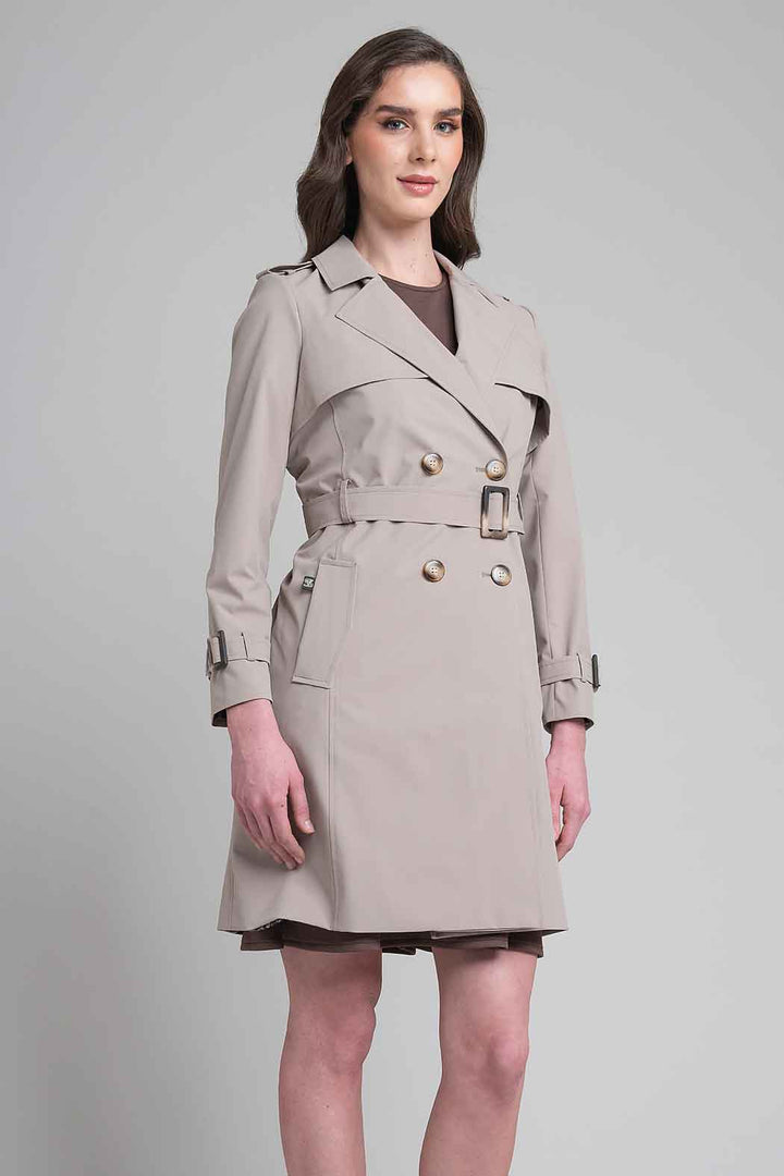 Gabardina De Doble Cruze Y Cinturon