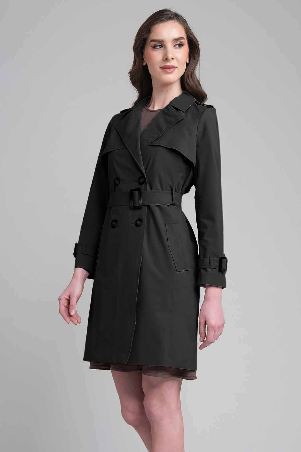 Gabardina De Doble Cruze Y Cinturon