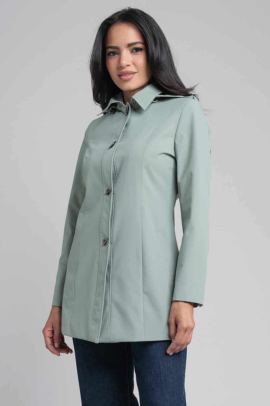 Gabardina Con Capucha Desmontable Y Cuello Sport