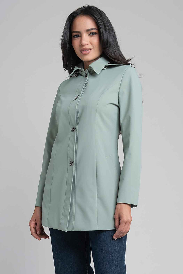 Gabardina Con Capucha Desmontable Y Cuello Sport