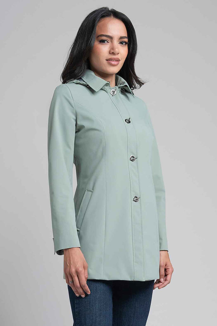 Gabardina Con Capucha Desmontable Y Cuello Sport