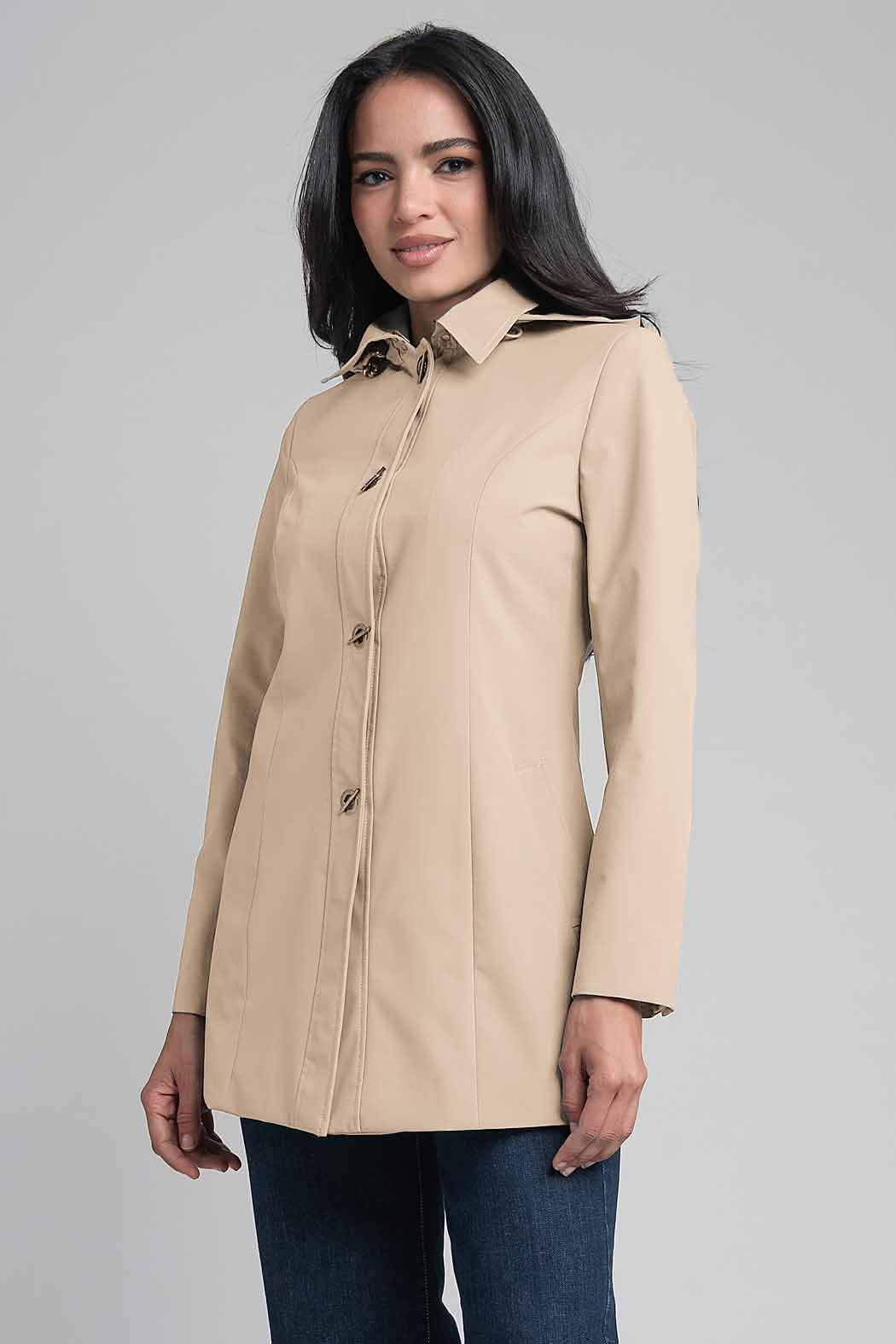 Gabardina Con Capucha Desmontable Y Cuello Sport