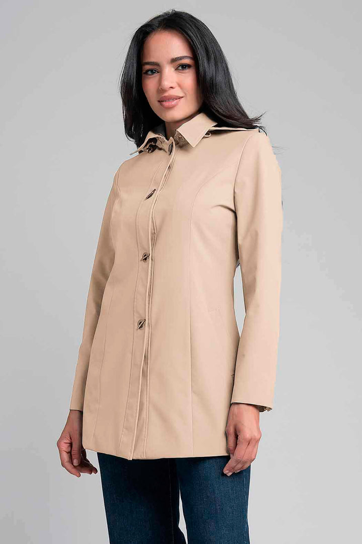 Gabardina Con Capucha Desmontable Y Cuello Sport
