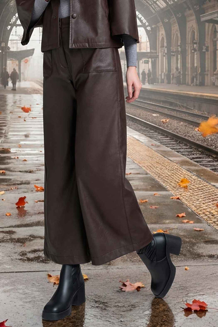 Pantalon De Vinipiel Corte Ancho