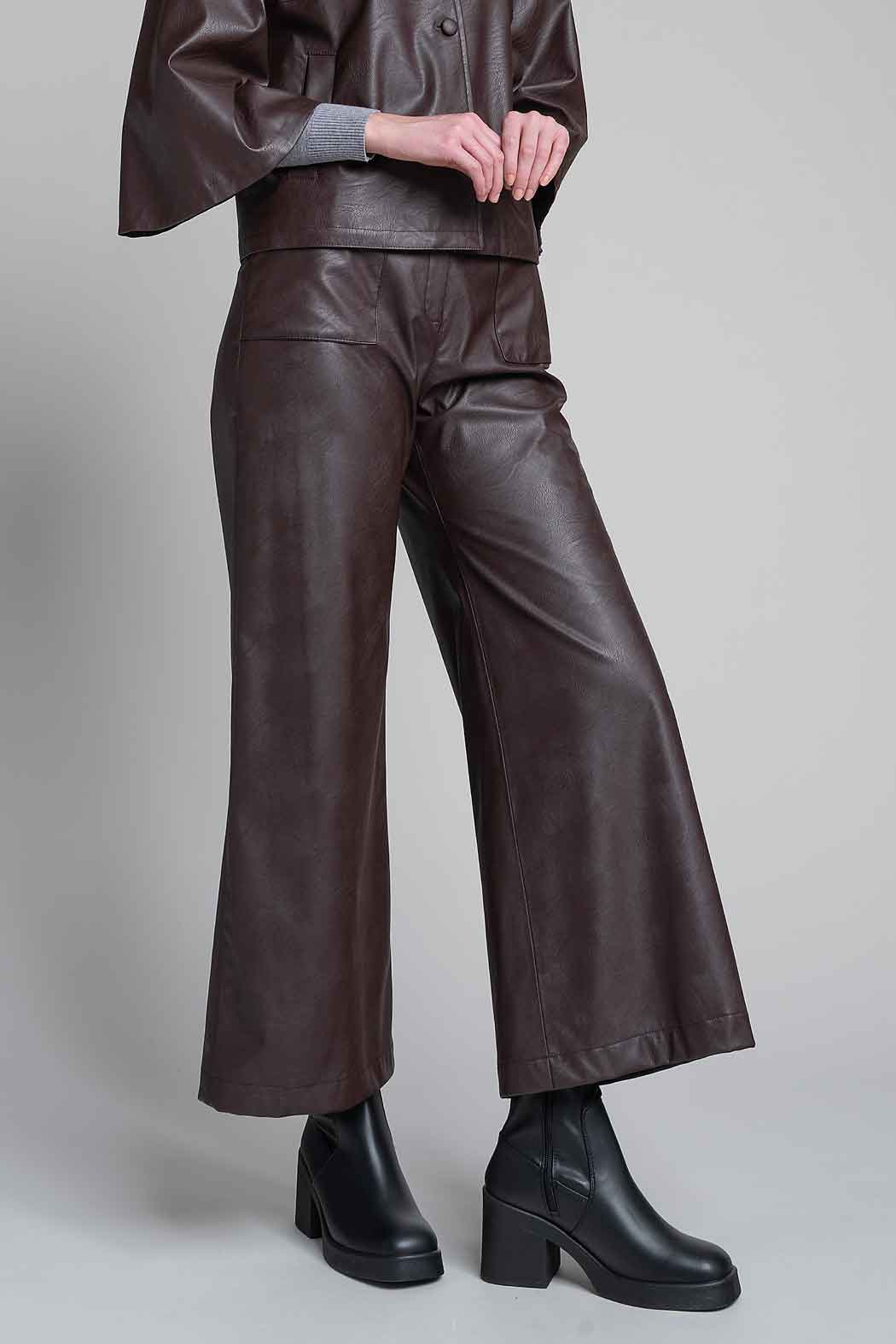 Pantalon De Vinipiel Corte Ancho