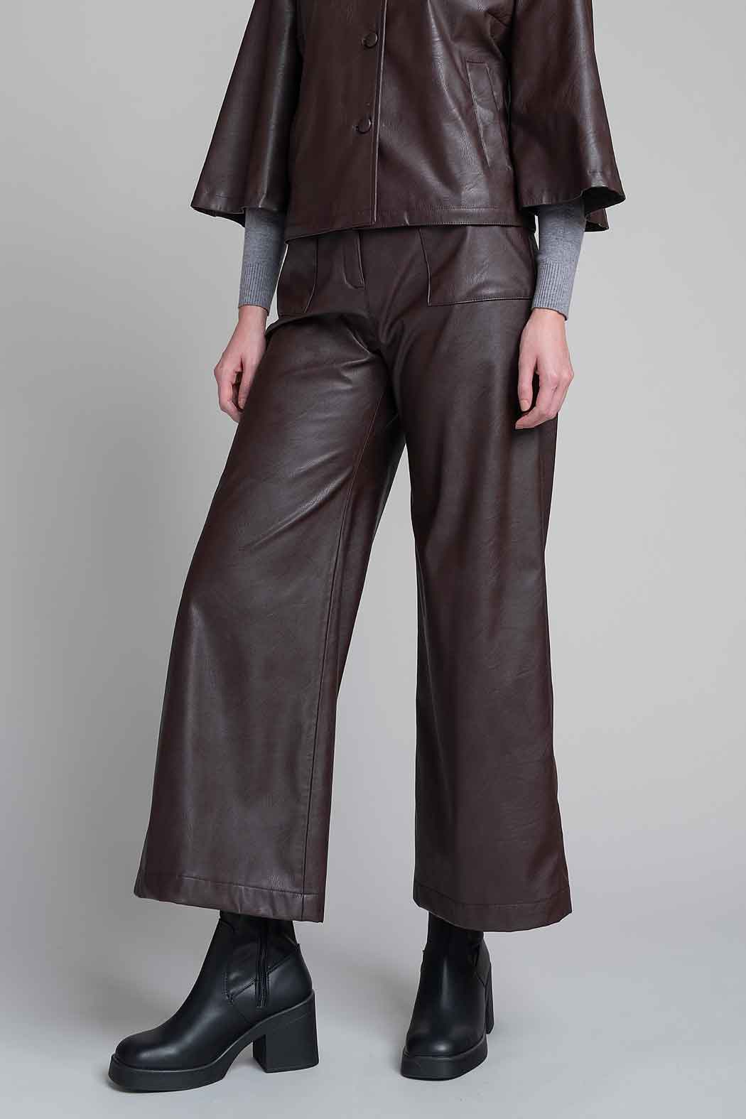 Pantalon De Vinipiel Corte Ancho