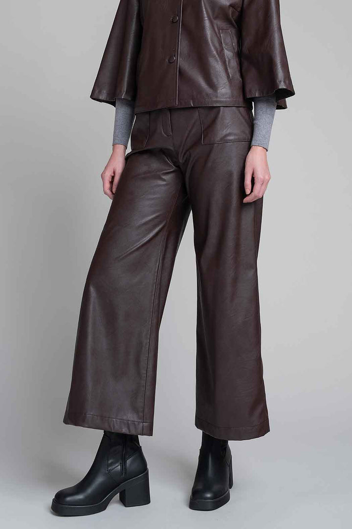 Pantalon De Vinipiel Corte Ancho